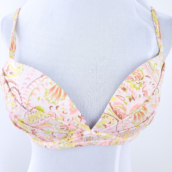 Victoria's Secret Swim Bikini Top 36C Underwire Paisley Floral Orange, Yellow - Picture 1 of 10